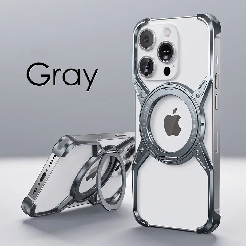 Capa de celular com suporte MagSafe de metal e alumínio para iPhone 13 14 15 16 Pro Max, à prova de choque lider-shopp