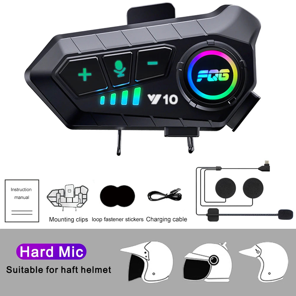 Fone de ouvido para capacete Bluetooth 5.3, kit de chamada telefônica sem fio, viva-voz, para motocicleta, à prova d'água, reprodutor de música MP3, alto-falante para moto LIDER-SHOPP