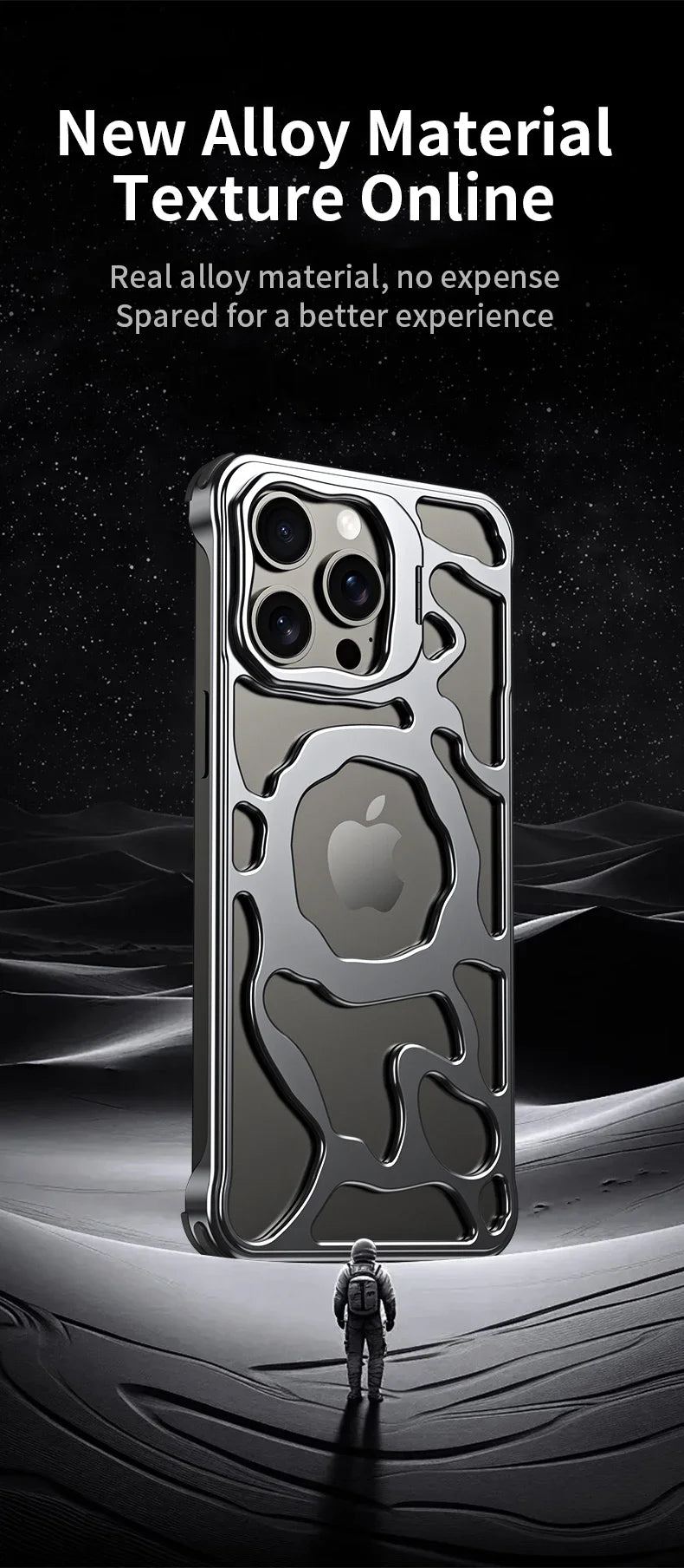 Magnetic Metal Phone Case For iPhone 13 14 15 16 Pro Max Invisible Bracket Aluminum Alloy Removable Heat Dissipation Phone Cover