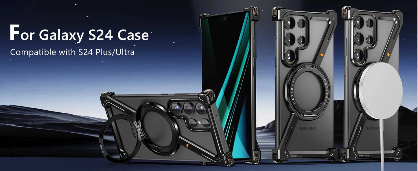 Capa de celular com estrutura de metal em formato Z para Samsung Galaxy S24 Ultra, estrutura de metal luxuosa com suporte magnético para Samsung S25 Ultra LIDER-SHOPP