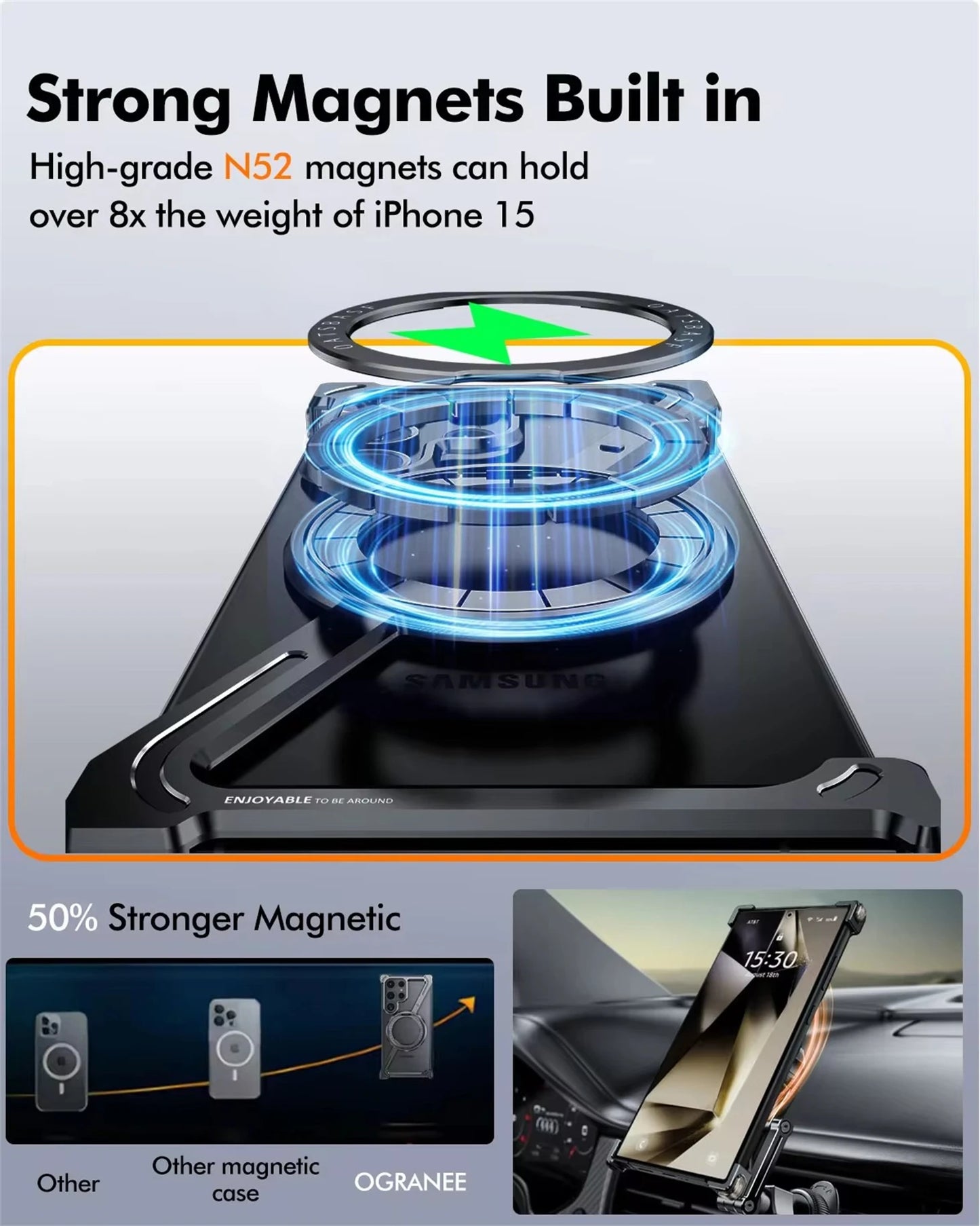 Capa de celular com estrutura de metal em formato Z para Samsung Galaxy S24 Ultra, estrutura de metal luxuosa com suporte magnético para Samsung S25 Ultra LIDER-SHOPP