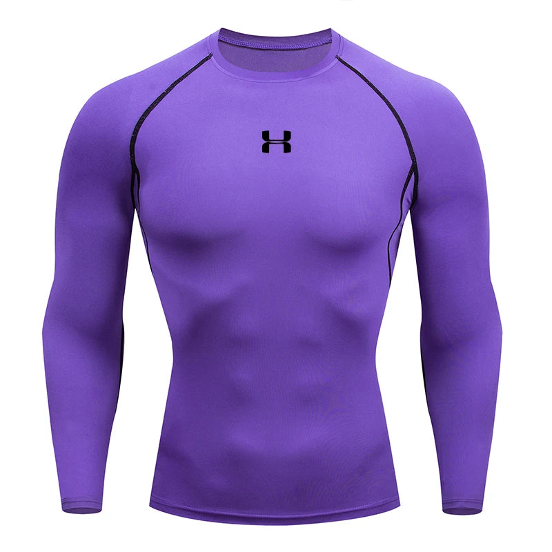Camiseta de compressão masculina para corrida, mangas compridas, esportiva, para academia, fitness, moletom, para corrida, camisa esportiva masculina. LIDER-SHOPP