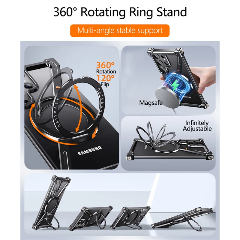 Capa de celular com estrutura de metal em formato Z para Samsung Galaxy S24 Ultra, estrutura de metal luxuosa com suporte magnético para Samsung S25 Ultra LIDER-SHOPP