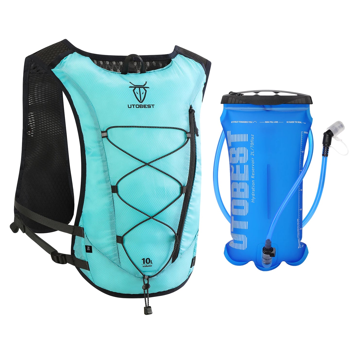 Mochila de corrida UTOBEST 10L Colete de hidratação ultraleve com bolsa de água de 2L