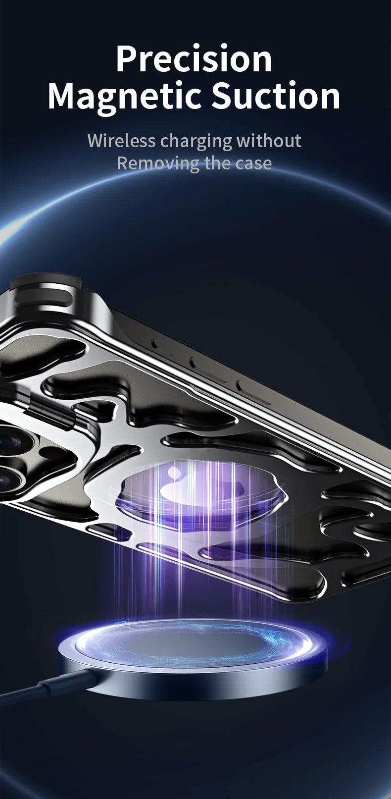 Magnetic Metal Phone Case For iPhone 13 14 15 16 Pro Max Invisible Bracket Aluminum Alloy Removable Heat Dissipation Phone Cover