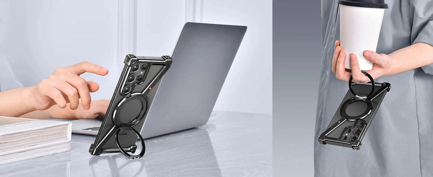 Capa de celular com estrutura de metal em formato Z para Samsung Galaxy S24 Ultra, estrutura de metal luxuosa com suporte magnético para Samsung S25 Ultra LIDER-SHOPP