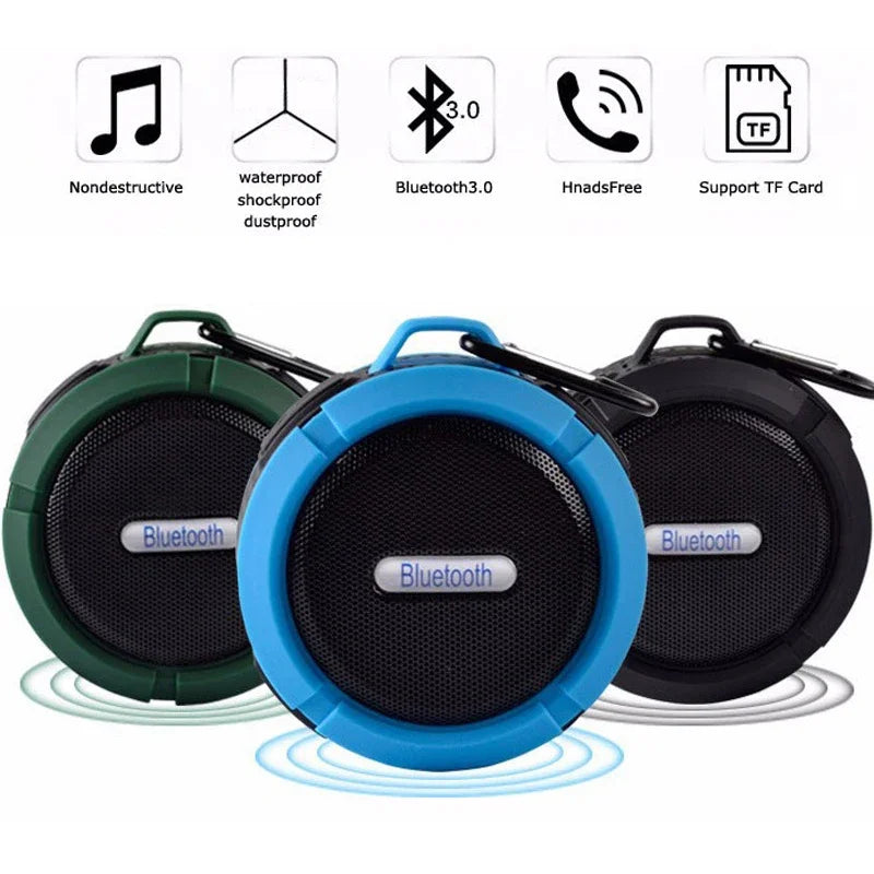 Caixa de som Bluetooth a prova d'água com ventosa grande, estéreo, mini suporte TF, subwoofer portátil