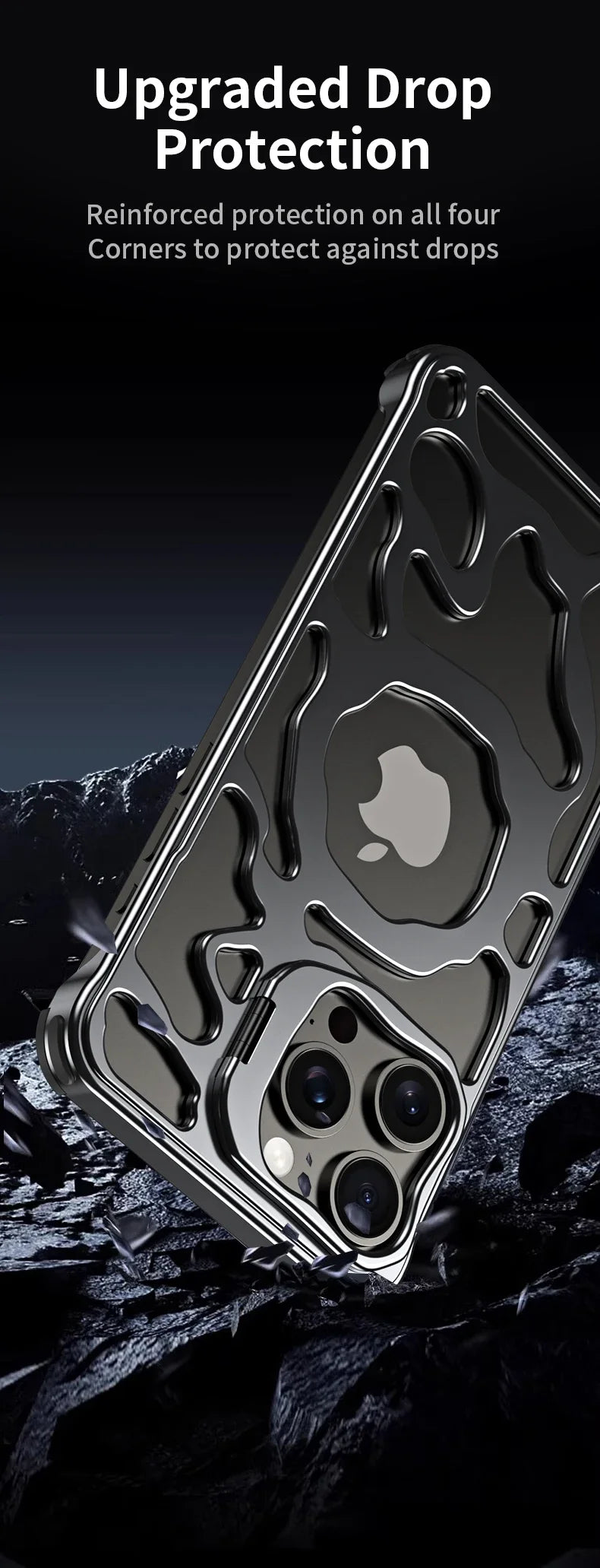 Magnetic Metal Phone Case For iPhone 13 14 15 16 Pro Max Invisible Bracket Aluminum Alloy Removable Heat Dissipation Phone Cover