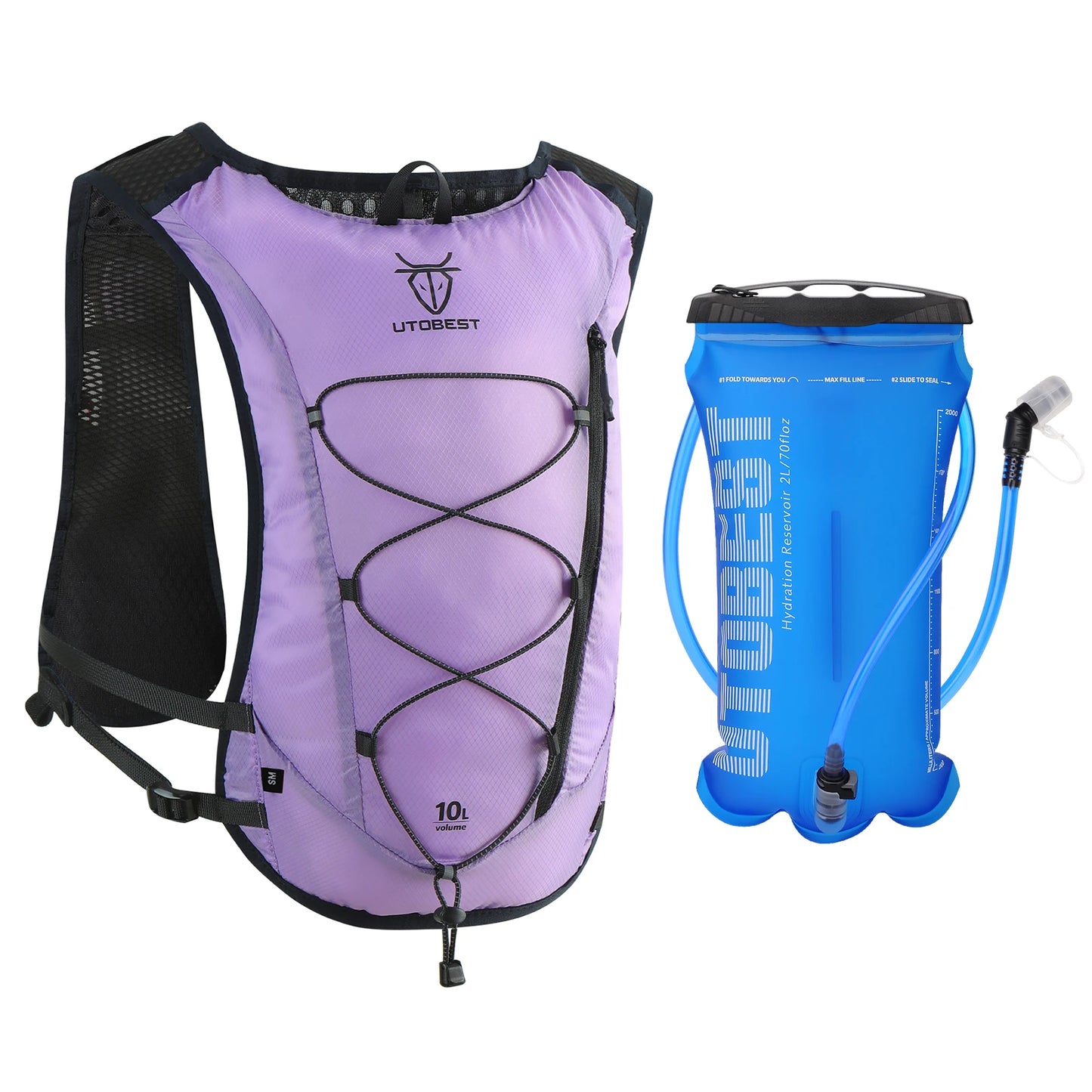 Mochila de corrida UTOBEST 10L Colete de hidratação ultraleve com bolsa de água de 2L