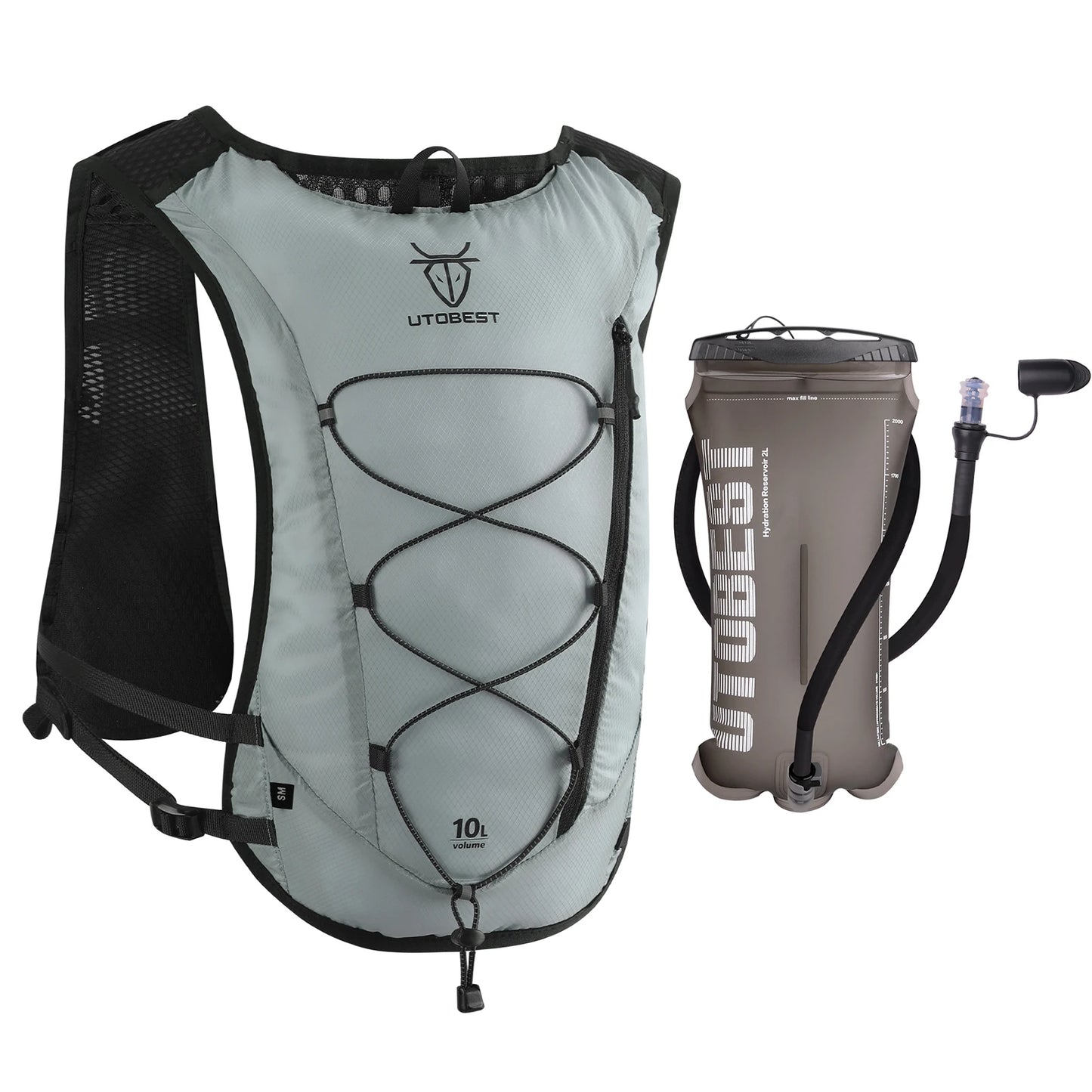 Mochila de corrida UTOBEST 10L Colete de hidratação ultraleve com bolsa de água de 2L