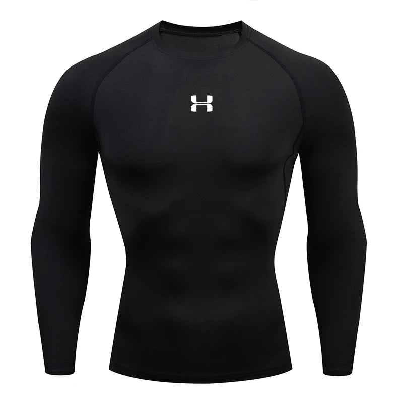 Camiseta de compressão masculina para corrida, mangas compridas, esportiva, para academia, fitness, moletom, para corrida, camisa esportiva masculina. LIDER-SHOPP