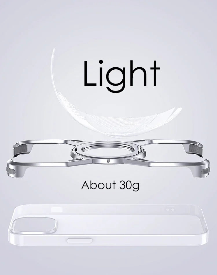 Capa de celular com suporte MagSafe de metal e alumínio para iPhone 13 14 15 16 Pro Max, à prova de choque lider-shopp