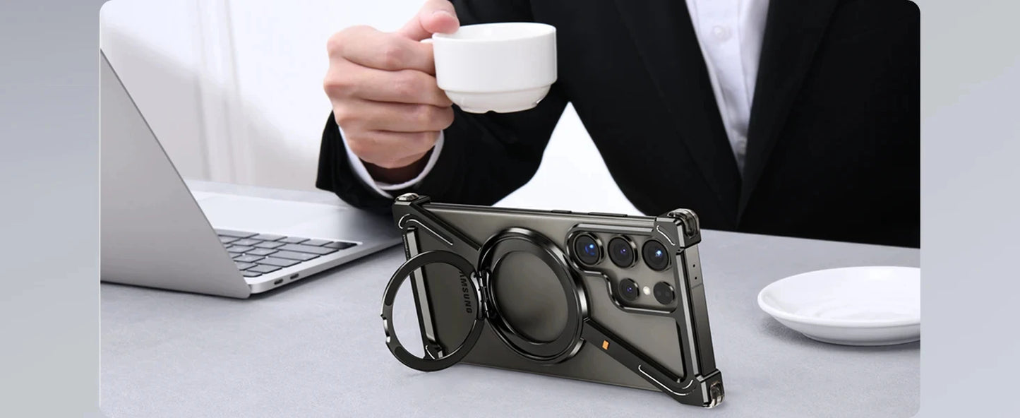 Capa de celular com estrutura de metal em formato Z para Samsung Galaxy S24 Ultra, estrutura de metal luxuosa com suporte magnético para Samsung S25 Ultra LIDER-SHOPP