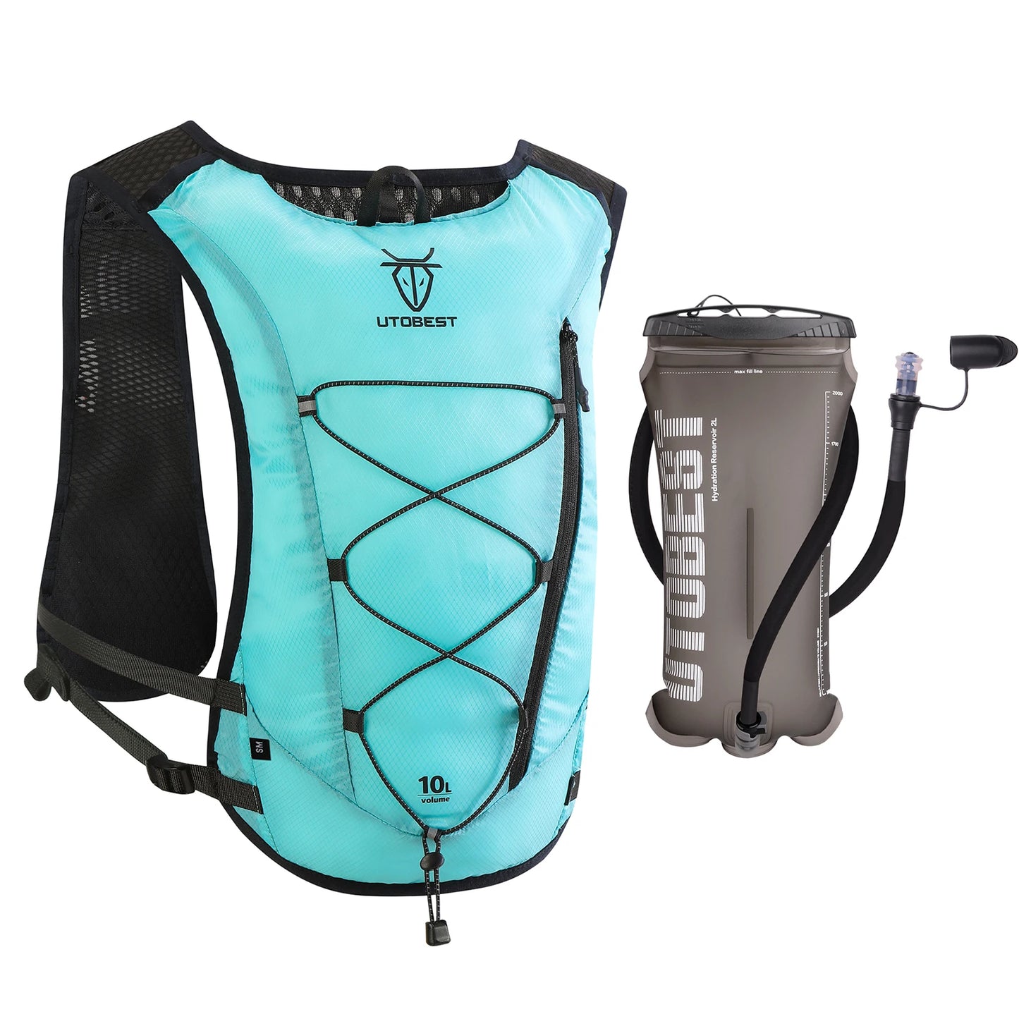 Mochila de corrida UTOBEST 10L Colete de hidratação ultraleve com bolsa de água de 2L