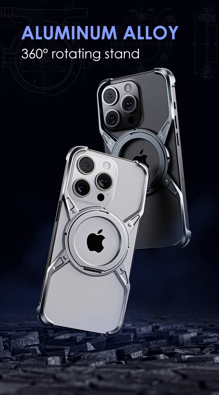 Capa de celular com suporte MagSafe de metal e alumínio para iPhone 13 14 15 16 Pro Max, à prova de choque lider-shopp