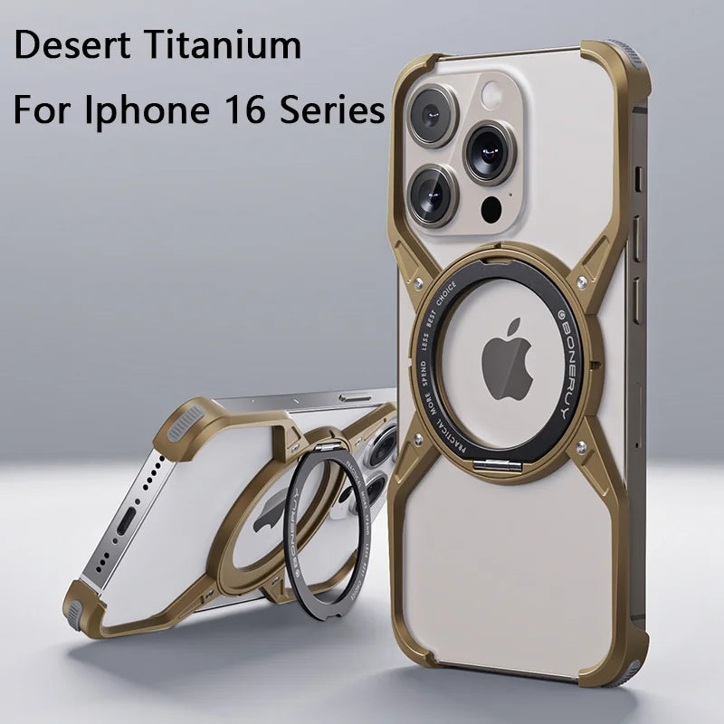Capa de celular com suporte MagSafe de metal e alumínio para iPhone 13 14 15 16 Pro Max, à prova de choque lider-shopp