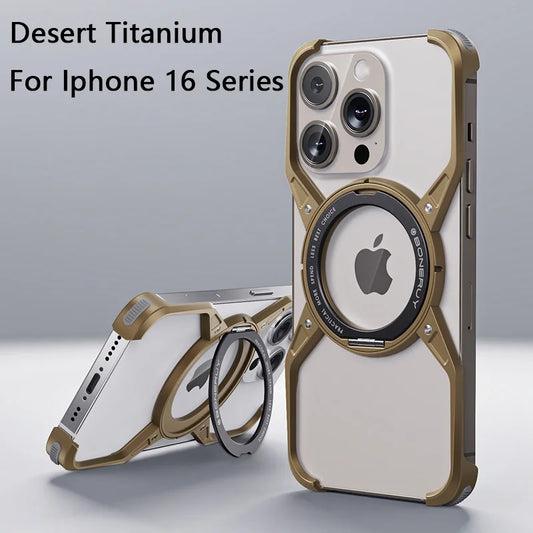 Capa de celular com suporte MagSafe de metal e alumínio para iPhone 13 14 15 16 Pro Max, à prova de choque lider-shopp