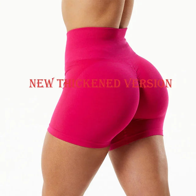 Shorts femininos de cintura alta com efeito push-up para ioga, academia e exercícios, modelando o bumbum. LIDER-SHOPP