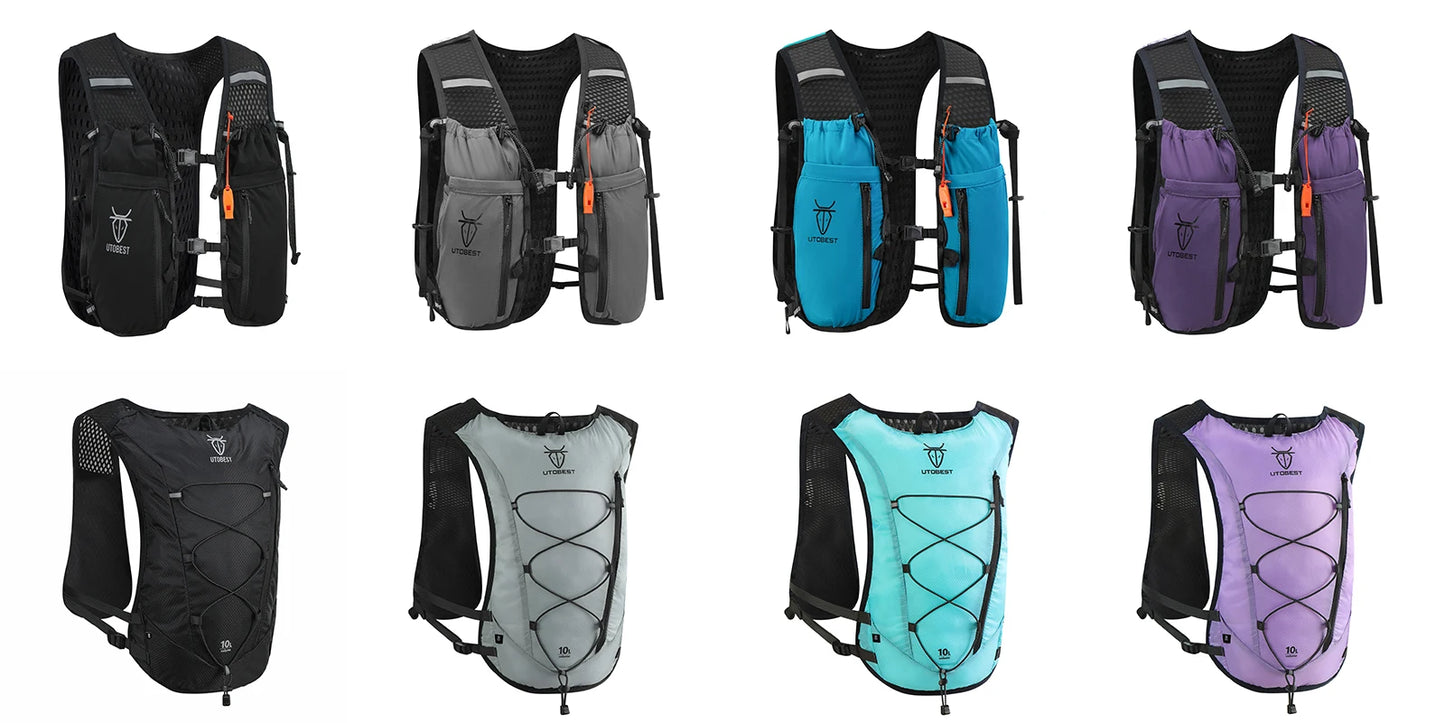 Mochila de corrida UTOBEST 10L Colete de hidratação ultraleve com bolsa de água de 2L