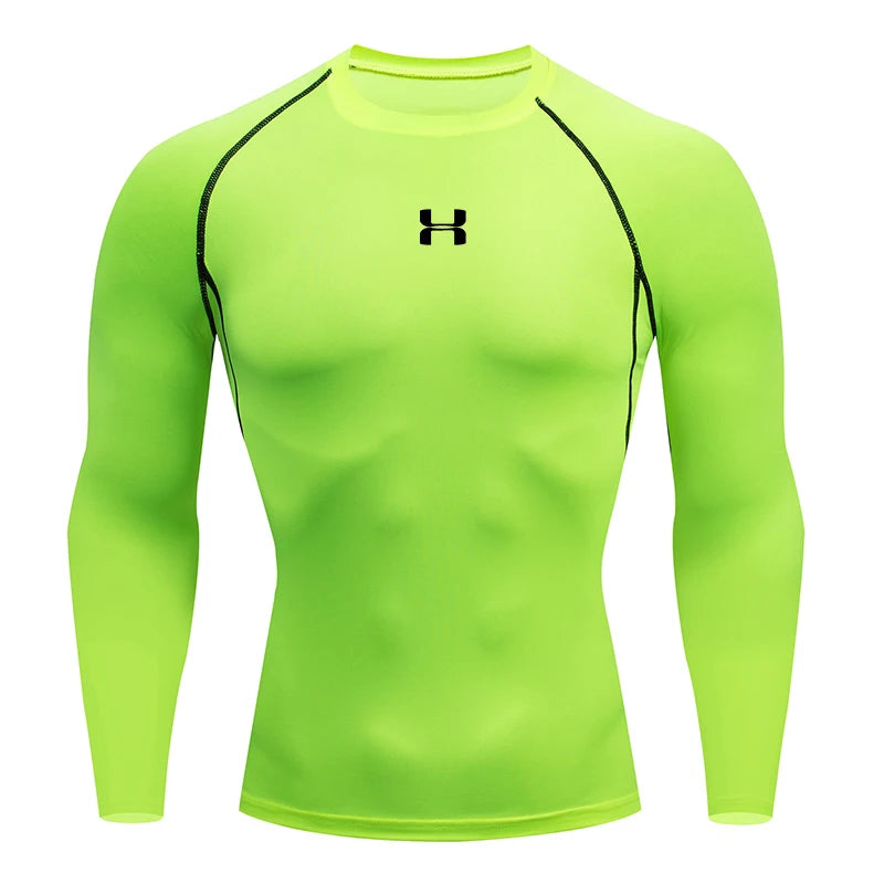 Camiseta de compressão masculina para corrida, mangas compridas, esportiva, para academia, fitness, moletom, para corrida, camisa esportiva masculina. LIDER-SHOPP