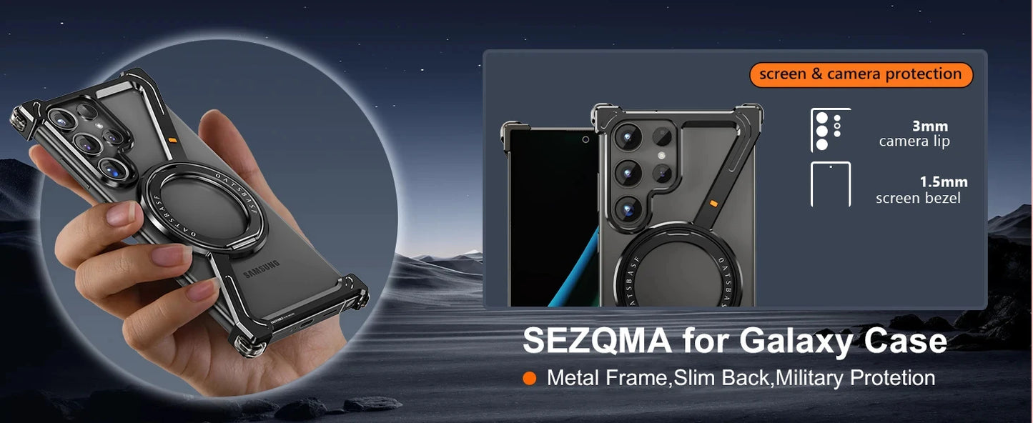 Capa de celular com estrutura de metal em formato Z para Samsung Galaxy S24 Ultra, estrutura de metal luxuosa com suporte magnético para Samsung S25 Ultra LIDER-SHOPP