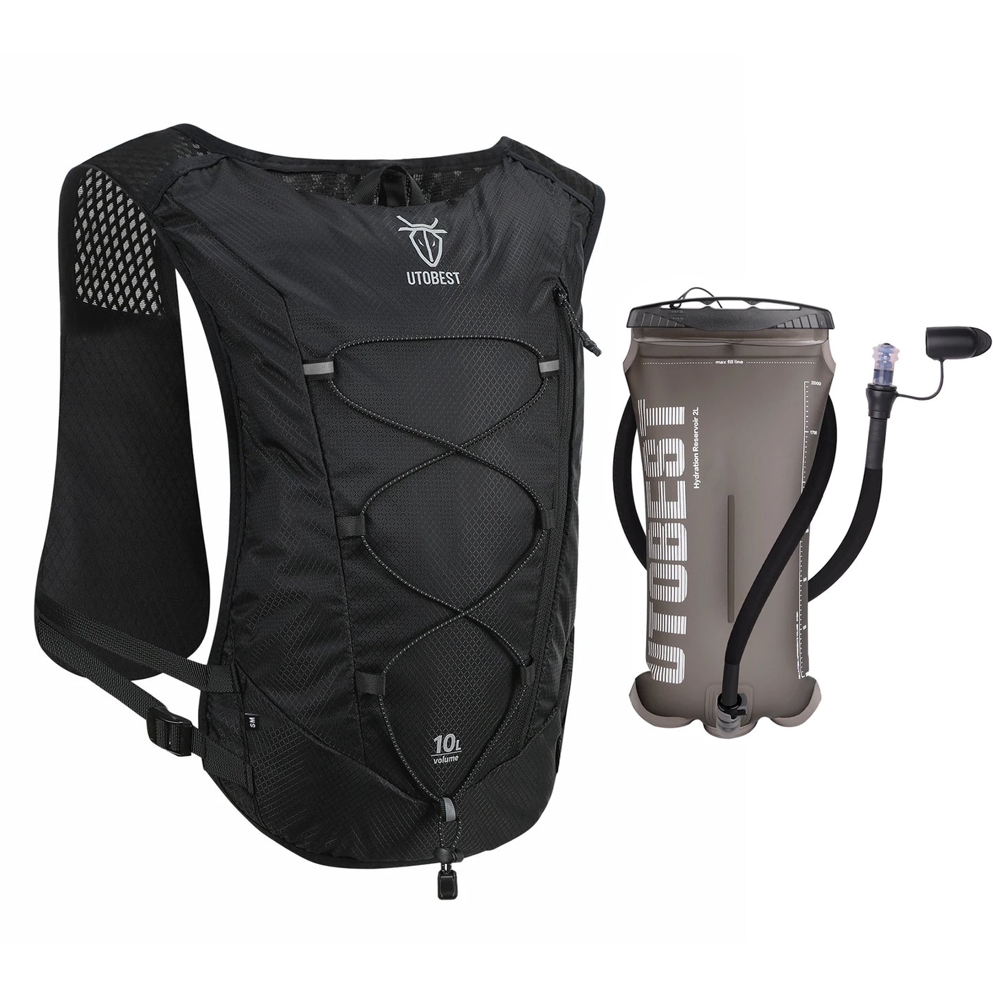 Mochila de corrida UTOBEST 10L Colete de hidratação ultraleve com bolsa de água de 2L