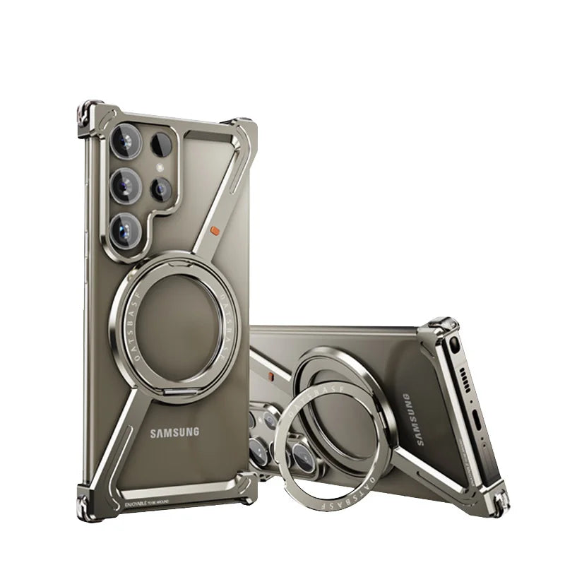 Capa de celular com estrutura de metal em formato Z para Samsung Galaxy S24 Ultra, estrutura de metal luxuosa com suporte magnético para Samsung S25 Ultra LIDER-SHOPP