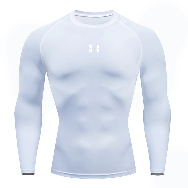 Camiseta de compressão masculina para corrida, mangas compridas, esportiva, para academia, fitness, moletom, para corrida, camisa esportiva masculina. LIDER-SHOPP
