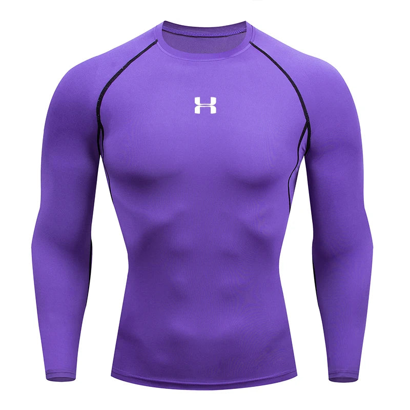 Camiseta de compressão masculina para corrida, mangas compridas, esportiva, para academia, fitness, moletom, para corrida, camisa esportiva masculina. LIDER-SHOPP