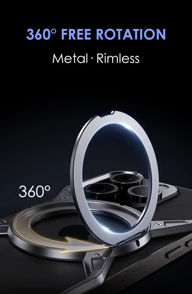 Capa de celular com suporte MagSafe de metal e alumínio para iPhone 13 14 15 16 Pro Max, à prova de choque lider-shopp