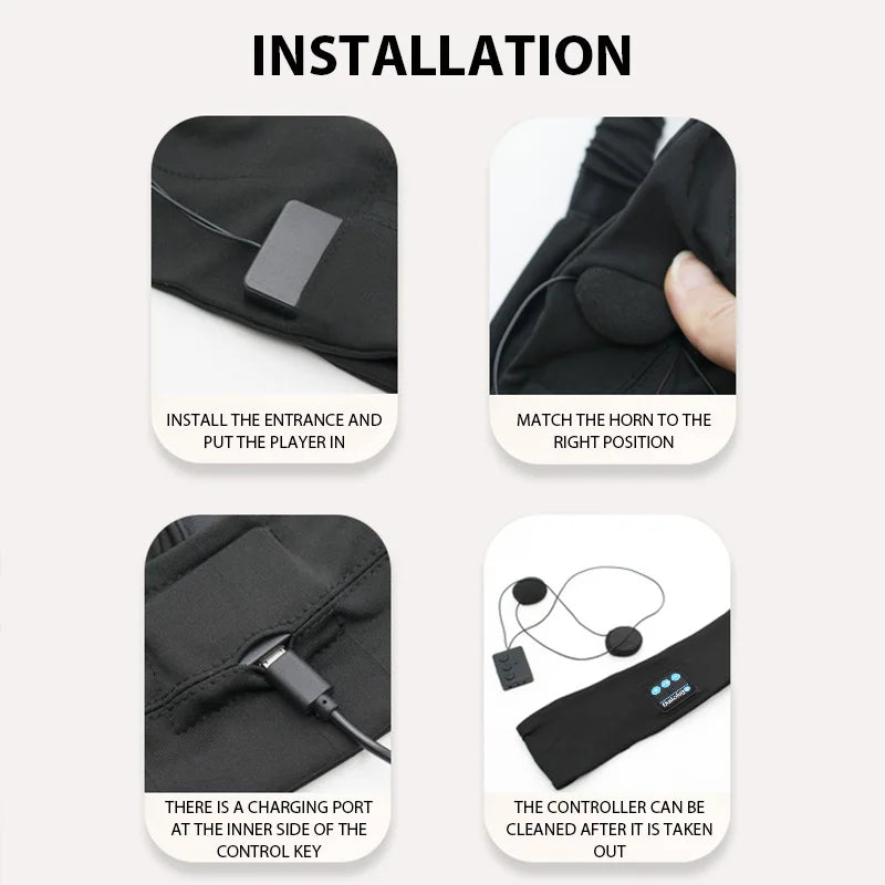 Fones de ouvido Bluetooth, faixa de cabeça elástica para dormir, fones de ouvido sem fio, máscara de dormir com música, fone de ouvido Bluetooth sem fio. LIDER-SHOPP