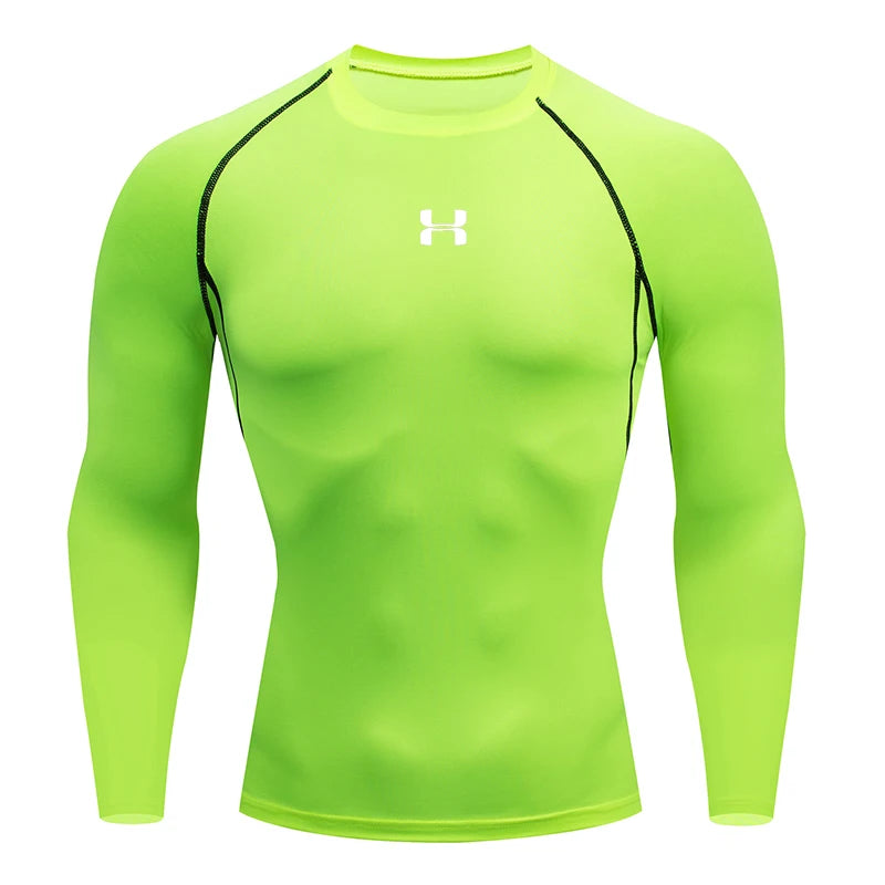 Camiseta de compressão masculina para corrida, mangas compridas, esportiva, para academia, fitness, moletom, para corrida, camisa esportiva masculina. LIDER-SHOPP