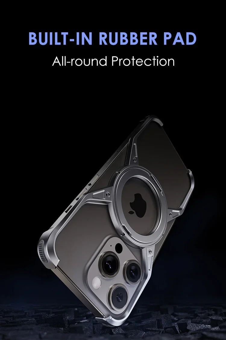Capa de celular com suporte MagSafe de metal e alumínio para iPhone 13 14 15 16 Pro Max, à prova de choque lider-shopp