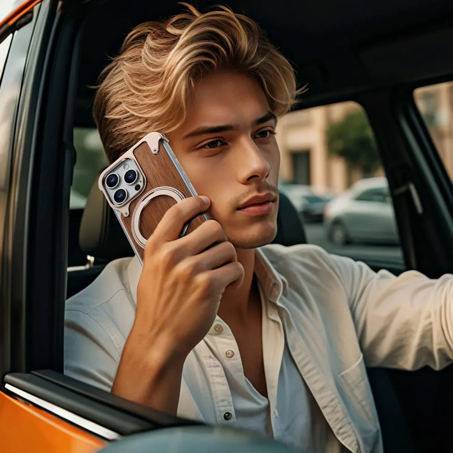 Capa magnética Eary Magsafe ( LIDER SHOPP) para iPhone 16, 15, 14 Pro Max, à prova de choque com suporte giratório de 360°