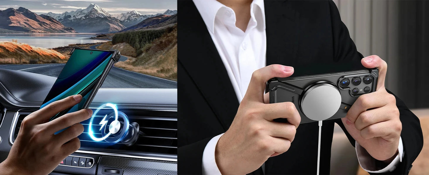 Capa de celular com estrutura de metal em formato Z para Samsung Galaxy S24 Ultra, estrutura de metal luxuosa com suporte magnético para Samsung S25 Ultra LIDER-SHOPP