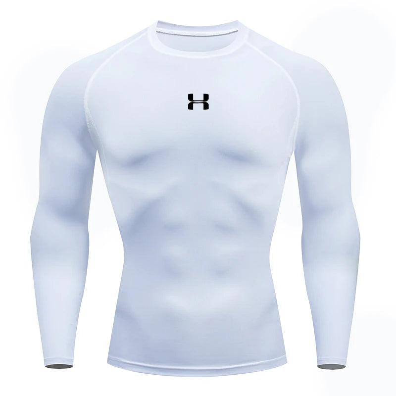 Camiseta de compressão masculina para corrida, mangas compridas, esportiva, para academia, fitness, moletom, para corrida, camisa esportiva masculina. LIDER-SHOPP