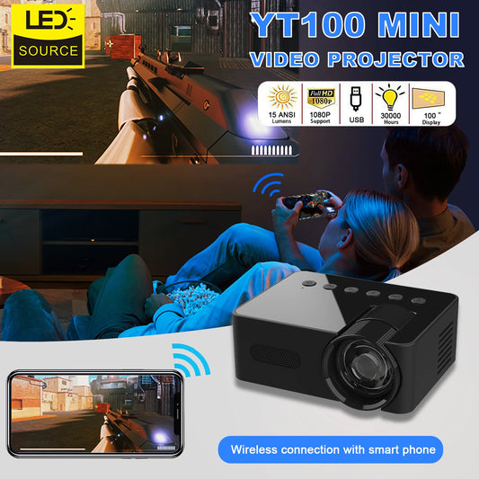 Mini Projetor Portátil  YT100 Full HD1080P Mobile Video Wifi Smart Home Theater Wireless Same Screen for IOS Android