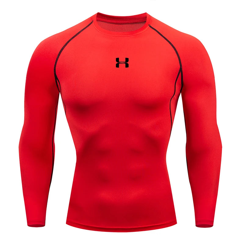 Camiseta de compressão masculina para corrida, mangas compridas, esportiva, para academia, fitness, moletom, para corrida, camisa esportiva masculina. LIDER-SHOPP