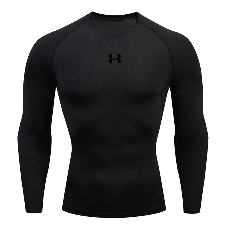 Camiseta de compressão masculina para corrida, mangas compridas, esportiva, para academia, fitness, moletom, para corrida, camisa esportiva masculina. LIDER-SHOPP