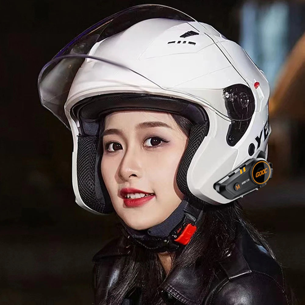 Fone de ouvido para capacete Bluetooth 5.3, kit de chamada telefônica sem fio, viva-voz, para motocicleta, à prova d'água, reprodutor de música MP3, alto-falante para moto LIDER-SHOPP