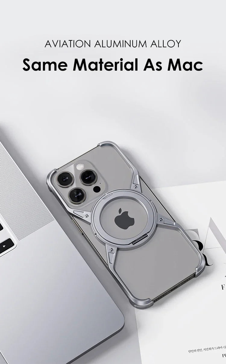 Capa de celular com suporte MagSafe de metal e alumínio para iPhone 13 14 15 16 Pro Max, à prova de choque lider-shopp